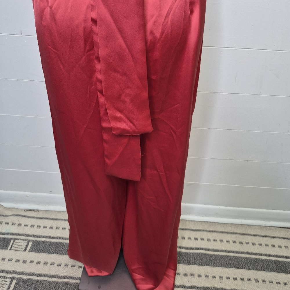 Zara Satin Effect Pink Halter Neck Wide Leg Jumpsuit Size S - Picture 8 of 16